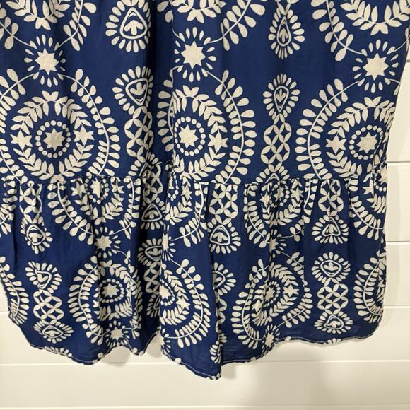 Saiph Lab | Dress Tiered Bell Sleeve Santorini Mini White Blue- Small - Picture 3 of 9